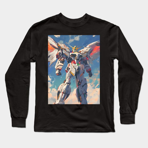 Winged Warriors: Gundam Wing, Mecha Epic, and Anime-Manga Legacy Unleashed Long Sleeve T-Shirt by insaneLEDP